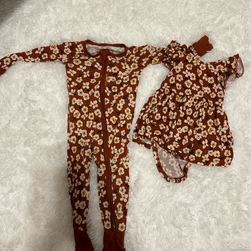 Little sleepies mocha blossom bundle 6-12 months